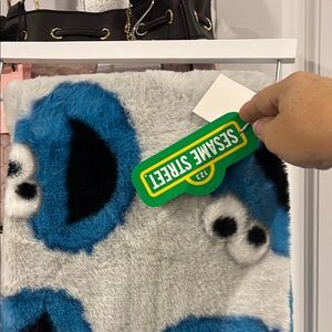 Playful Sesame Street Cookie Monster Character Throw
